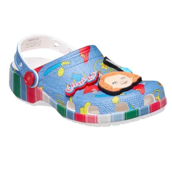Crocs Chucky Classic Clogs‎ Mens Size 12 Blue Halloween Horror Slip On Shoes - Picture 3 of 5